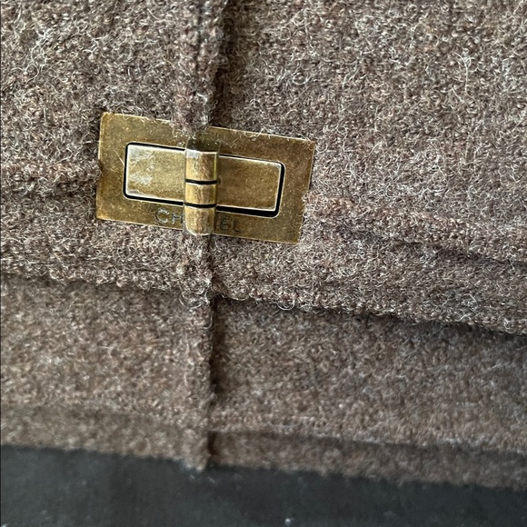 Chanel Chocolate Bar Mademoiselle Brown Flap Bag Quilted Wool Jumbo - Picture 2 of 13